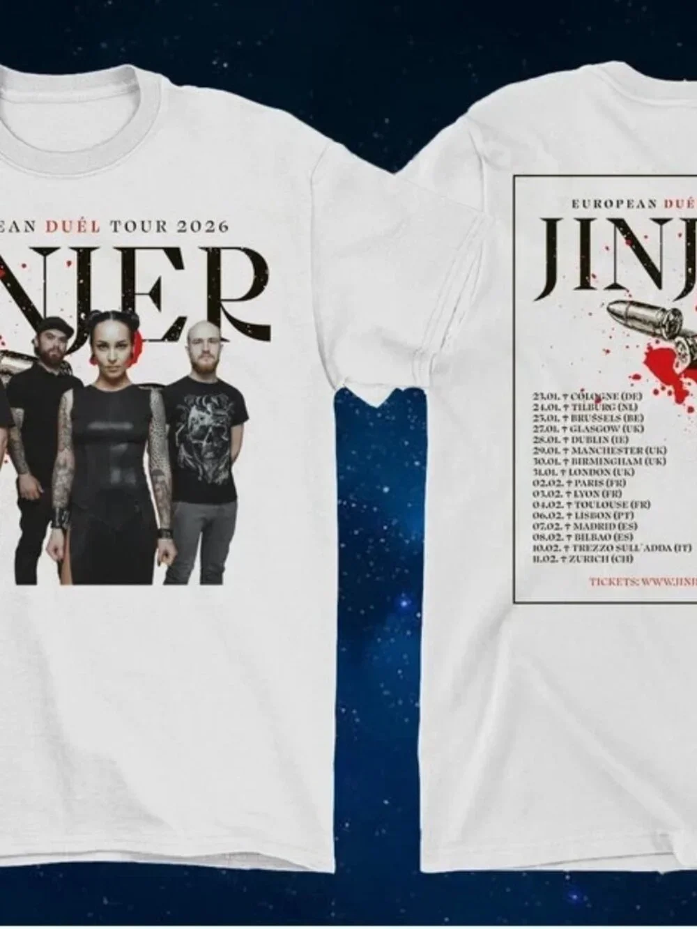 2 Sides EUROPEAN TOUR 2026 JINJER Band T-Shirt White Unisex T Shirt